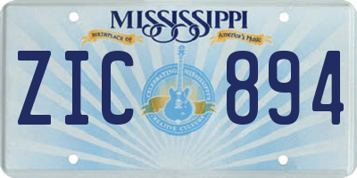 MS license plate ZIC894