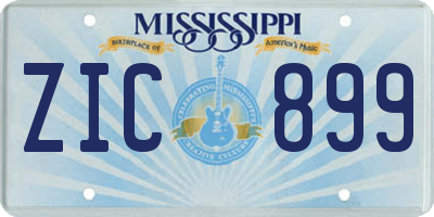 MS license plate ZIC899
