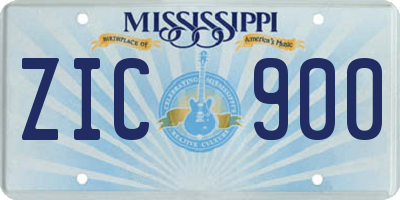 MS license plate ZIC900