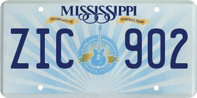 MS license plate ZIC902