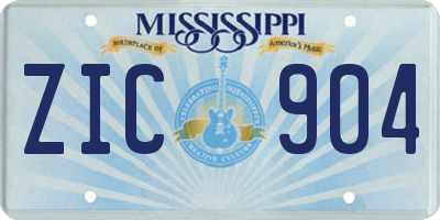 MS license plate ZIC904