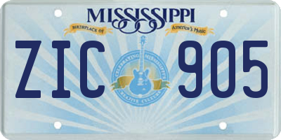 MS license plate ZIC905