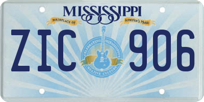 MS license plate ZIC906