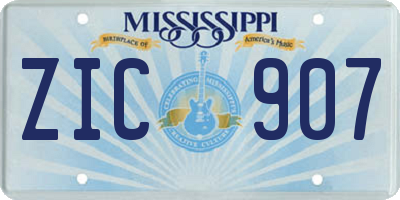 MS license plate ZIC907