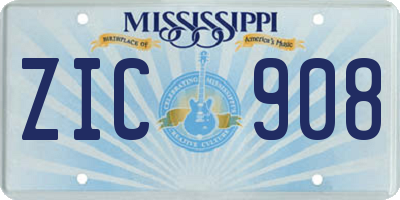 MS license plate ZIC908