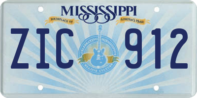 MS license plate ZIC912