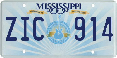 MS license plate ZIC914