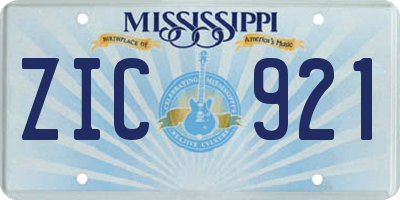 MS license plate ZIC921