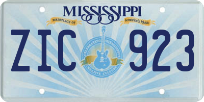 MS license plate ZIC923
