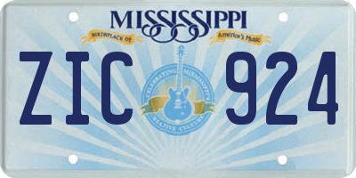 MS license plate ZIC924