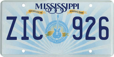 MS license plate ZIC926