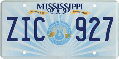 MS license plate ZIC927