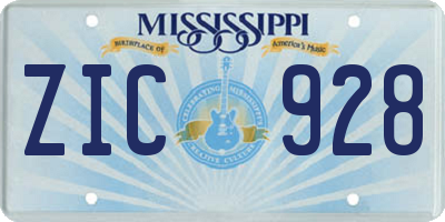 MS license plate ZIC928