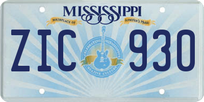 MS license plate ZIC930