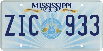 MS license plate ZIC933