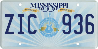 MS license plate ZIC936