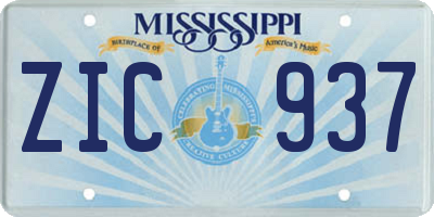 MS license plate ZIC937