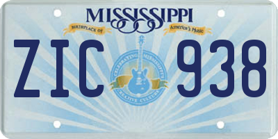 MS license plate ZIC938