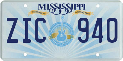 MS license plate ZIC940