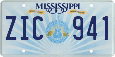 MS license plate ZIC941