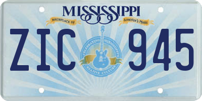MS license plate ZIC945