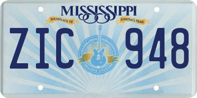MS license plate ZIC948