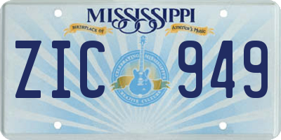 MS license plate ZIC949
