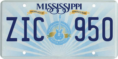 MS license plate ZIC950