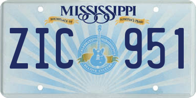 MS license plate ZIC951