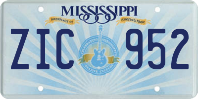 MS license plate ZIC952