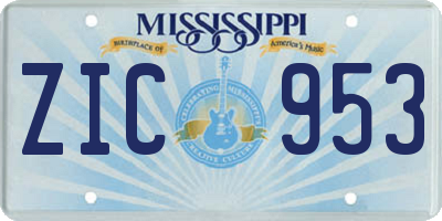 MS license plate ZIC953