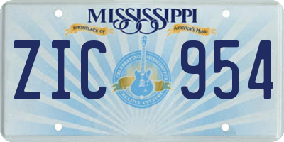 MS license plate ZIC954
