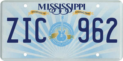 MS license plate ZIC962