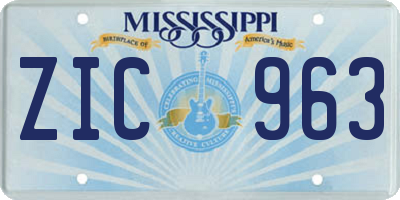 MS license plate ZIC963
