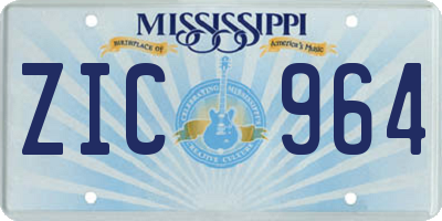 MS license plate ZIC964