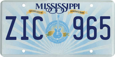 MS license plate ZIC965