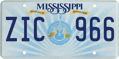 MS license plate ZIC966
