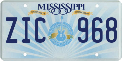 MS license plate ZIC968