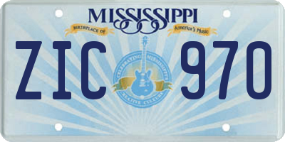 MS license plate ZIC970