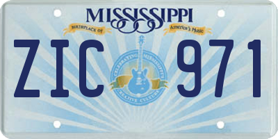 MS license plate ZIC971