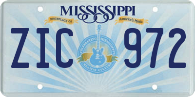 MS license plate ZIC972