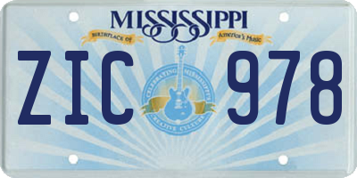 MS license plate ZIC978