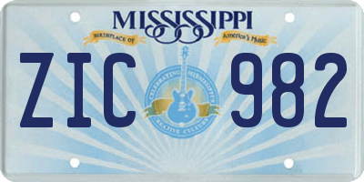 MS license plate ZIC982