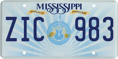 MS license plate ZIC983