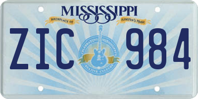 MS license plate ZIC984