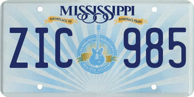 MS license plate ZIC985