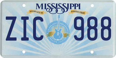 MS license plate ZIC988