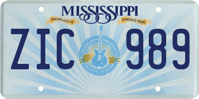 MS license plate ZIC989