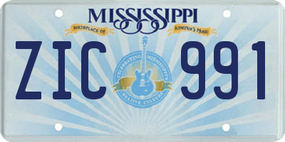 MS license plate ZIC991