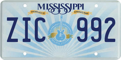 MS license plate ZIC992